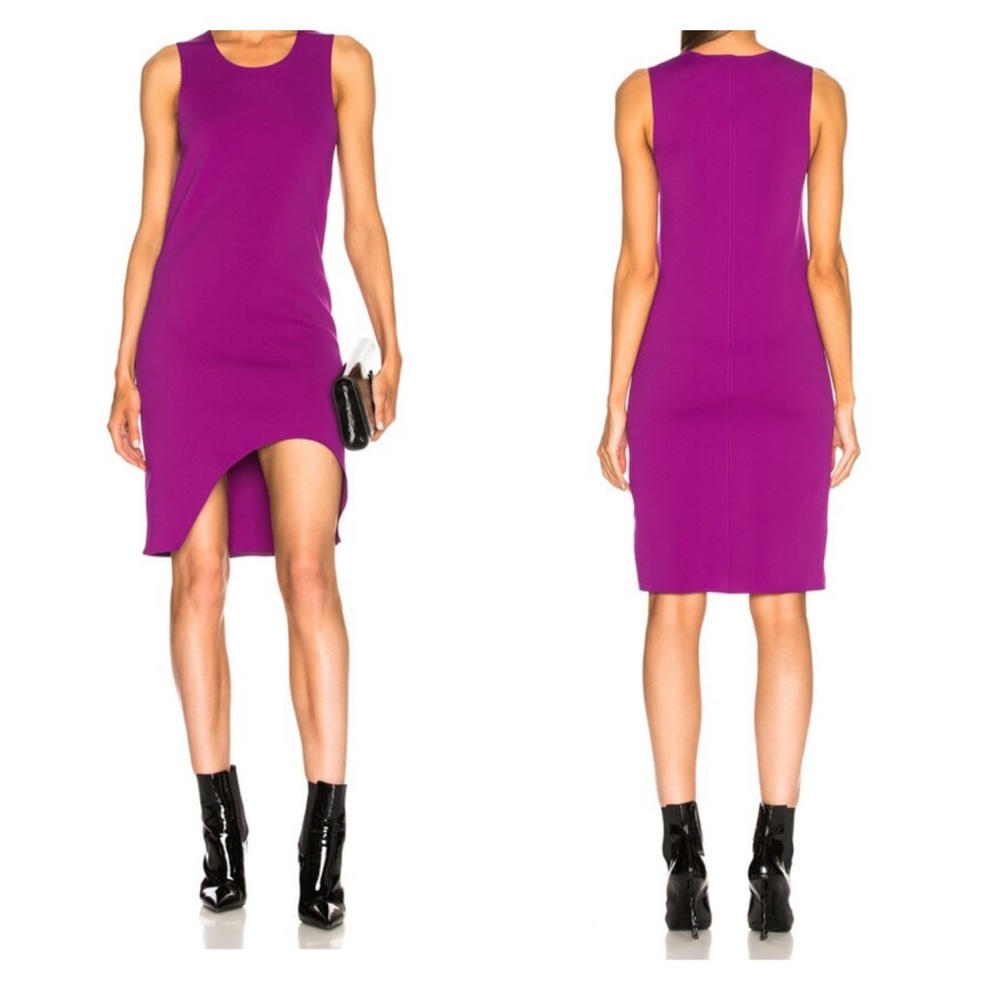 $395 Helmut Lang Women's M Purple Ultraviolet Asymmetrical Tank Dress NEW!
